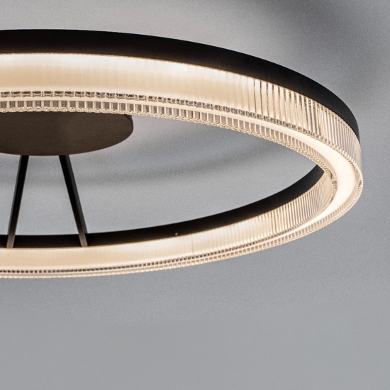 Plafoniera moderna rotonda cerchio nera led 3000k dimmerabile