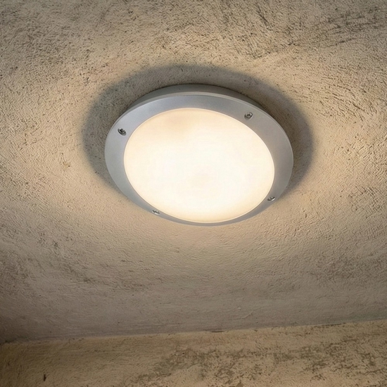 Top light milano plafoniera da esterno grigia anti corrosione ip66