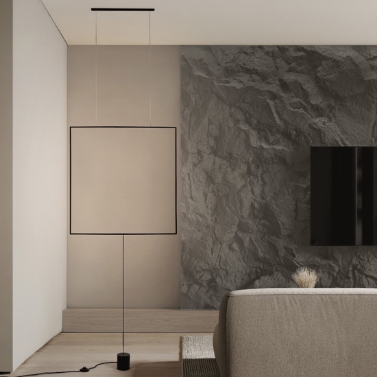 Lampada da terra design moderno quadrato sospeso led 3000k nero