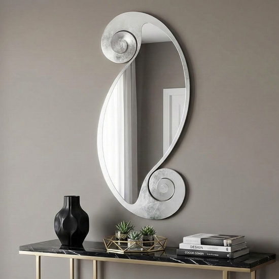 Specchio verticale 63x130 contemporaneo foglia argento per ingresso