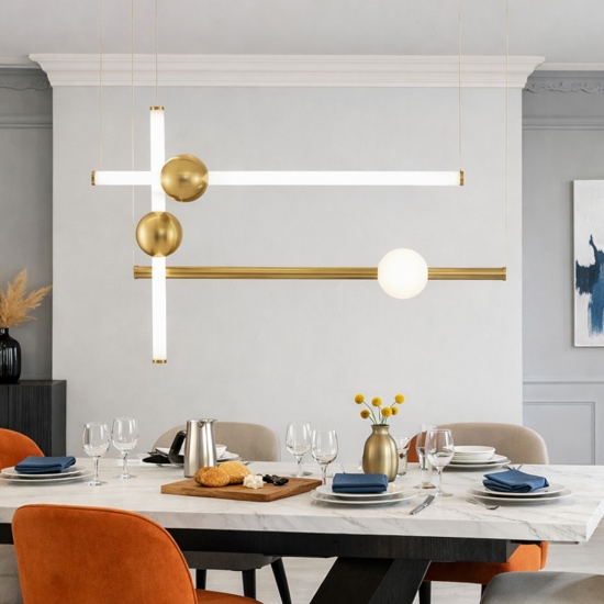 Lampadario oro design moderno per salotto led 59w 3000k