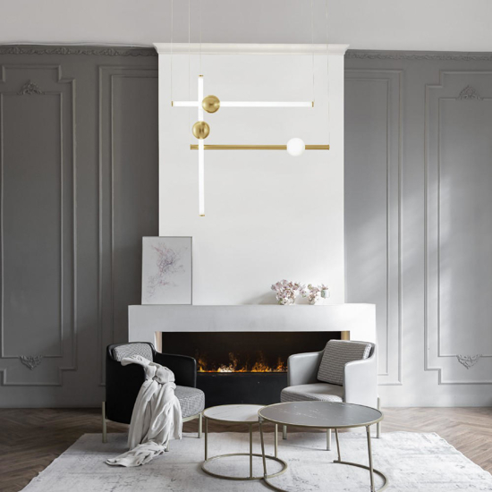 Lampadario oro design moderno per salotto led 59w 3000k