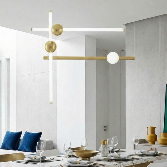 Lampadario oro design moderno per salotto led 59w 3000k