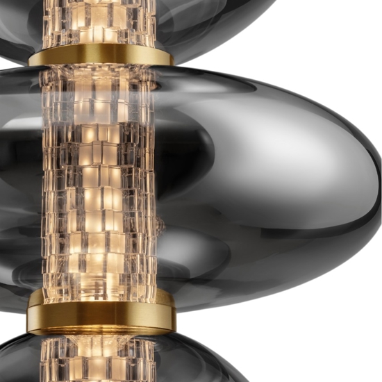 Lampadario per soggiorno oro sfere vetro fume design elegante