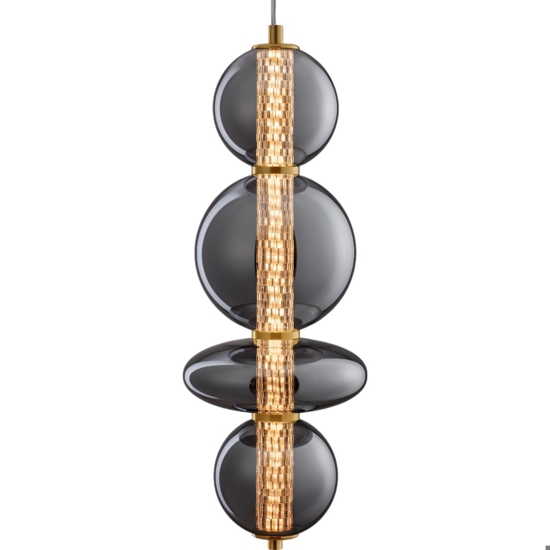 Lampadario per soggiorno oro sfere vetro fume design elegante