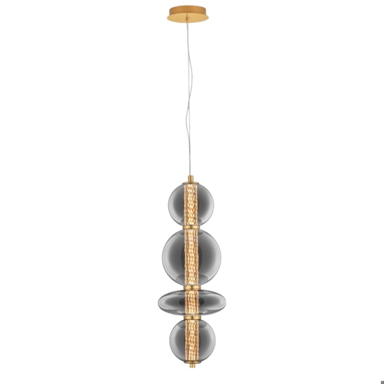 Lampadario per soggiorno oro sfere vetro fume design elegante
