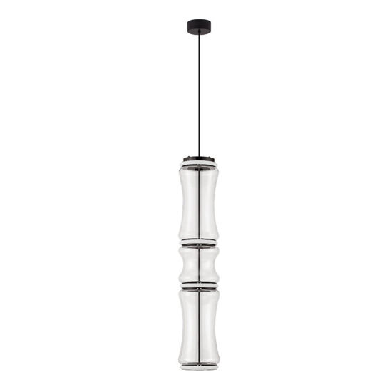 Lampadario moderno led tubolare nero vetro trasparente