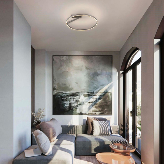 Plafoniera led 44w 2700k 3000k 4000k cerchio grigio nichel biemissione