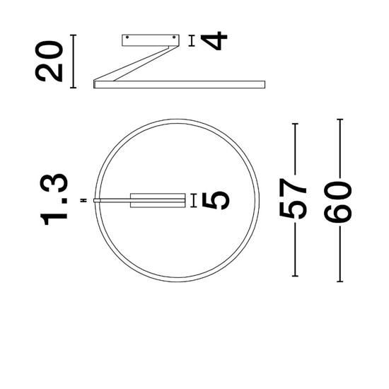 Plafoniera led 44w 2700k 3000k 4000k cerchio grigio nichel biemissione