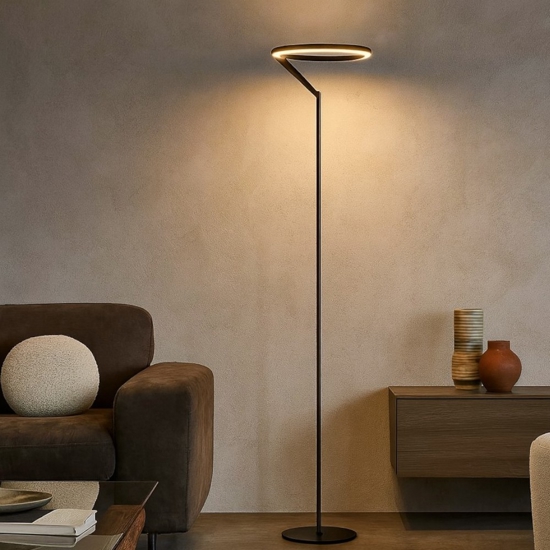 Lampada nera da terra design moderna led 26w 3000k biemissione