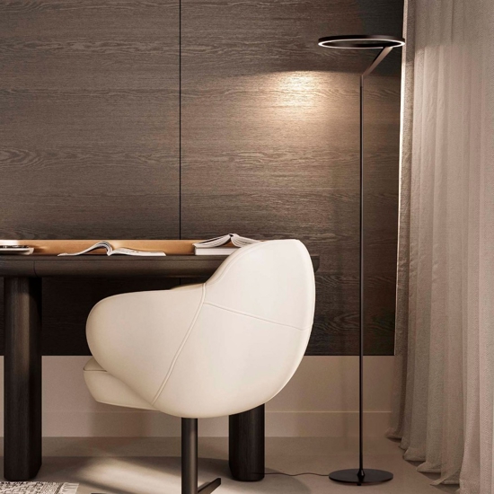 Lampada nera da terra design moderna led 26w 3000k biemissione