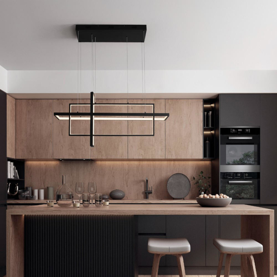 Lampadario design geometrico nero led 2700k-3500k-5000k per cucina moderna