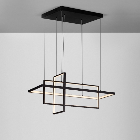 Lampadario design geometrico nero led 2700k-3500k-5000k per cucina moderna
