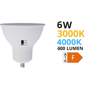 Top light lampadina gu10 6w led cct 600 lumen