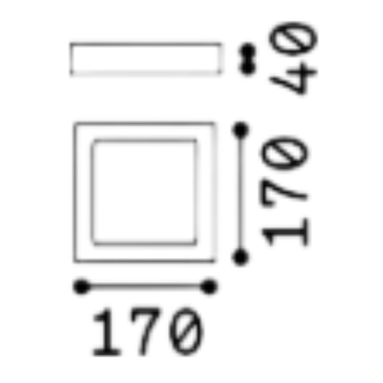 Plafoniera per cucina 12w 3000k ideal lux universal pl d17 square