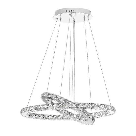 Lampadario contemporanep doppio anello cristalli led 40w 3500k cm64