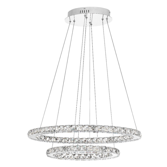 Lampadario contemporanep doppio anello cristalli led 40w 3500k cm64