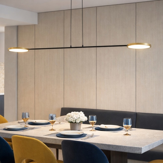 Lampadario moderno per tavolo da pranzo nero oro led 3000k luci orientabili
