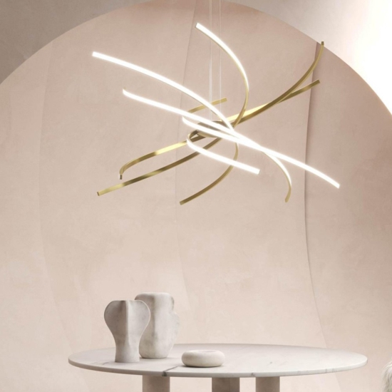 Lampadario moderno oro led 88w 3000k top light tornado <no web<