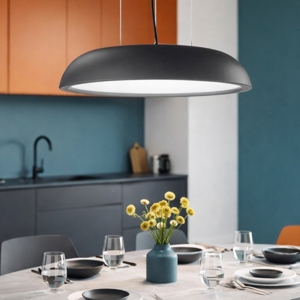 Lampadario tondo a cupola nero per tavola da cucina