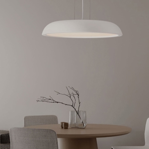 Lampadario a sospensione disco bianco rotondo led 44w 3000k per cucina
