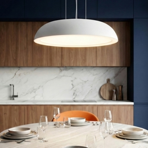 Lampadario bianco cupola led 25w 3000k per tavolo sala da pranzo