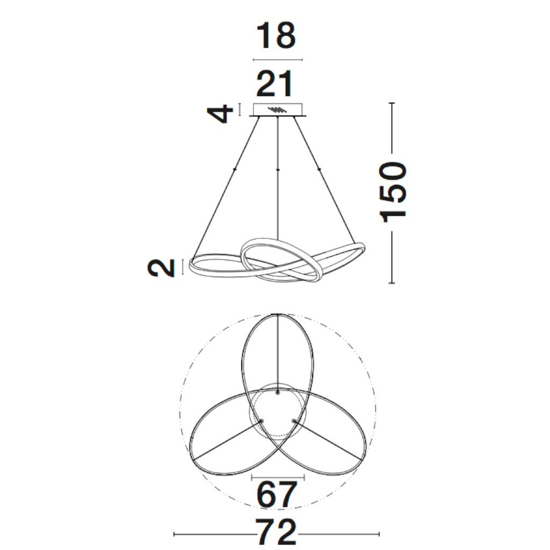 Lampadario moderno bianco led 3000k design