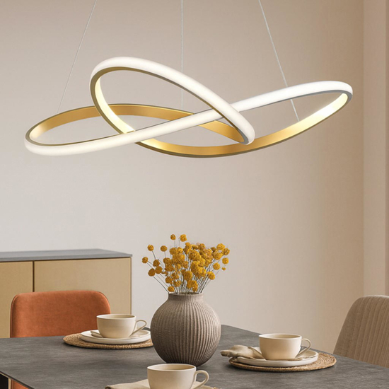 Lampadario moderno per tavolo da pranzo led 3000k oro spazzolato