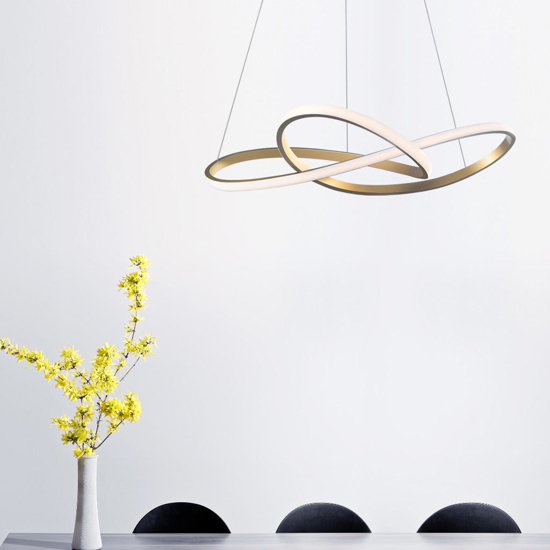 Lampadario moderno per tavolo da pranzo led 3000k oro spazzolato