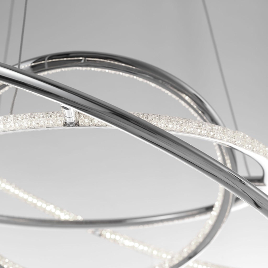 Lampadario contemporaneo led 3000k anelli con cristalli cromo