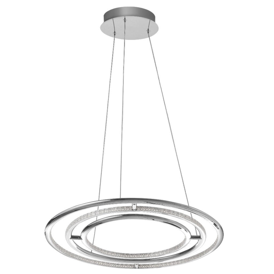 Lampadario contemporaneo led 3000k anelli con cristalli cromo