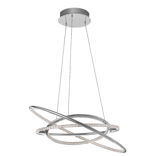 Lampadario contemporaneo led 3000k anelli con cristalli cromo