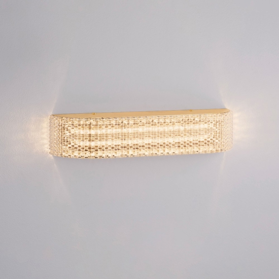 Applique oro da parete contemporanea led 10w 3000k effetto cristallo