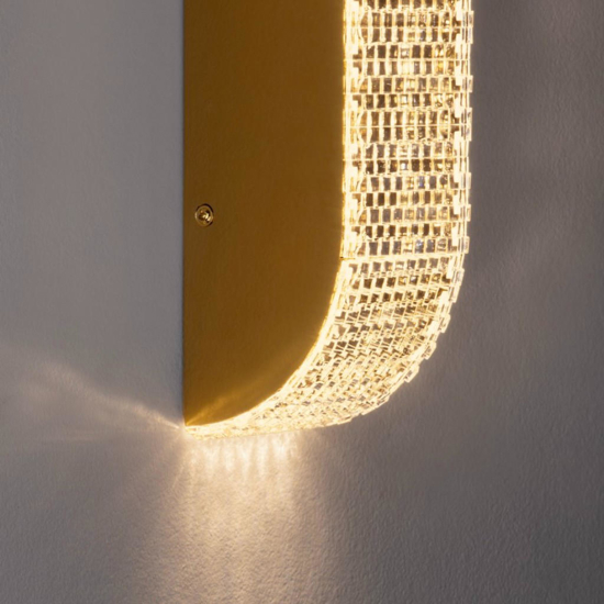 Applique oro da parete contemporanea led 10w 3000k effetto cristallo