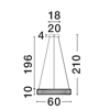 Lampadario camera matrimoniale cerchio anello di cristallo contemporaneo led 46w 3500k