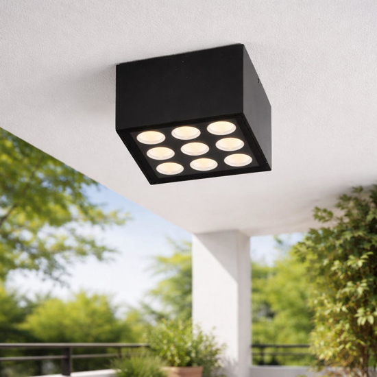 Plafoniera per esterno cubo antracite led 17w 3000k