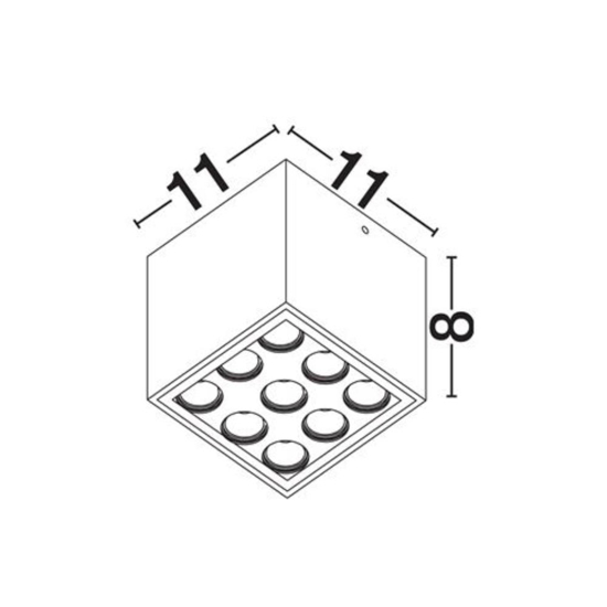 Plafoniera per esterno cubo antracite led 17w 3000k