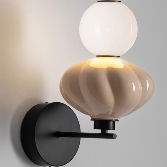 Applique da parete moderna ceramica beige vetro led 3000k
