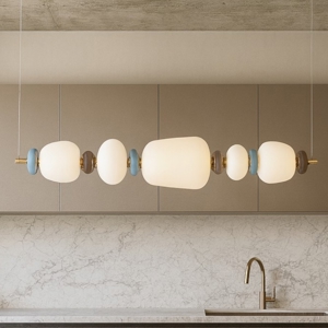 Lampadario per tavolo da cucina moderna vetro porcellana led 3000k
