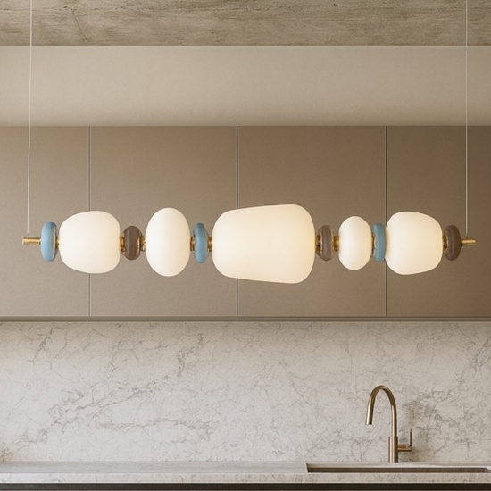 Lampadario per tavolo da cucina moderna vetro porcellana led 3000k