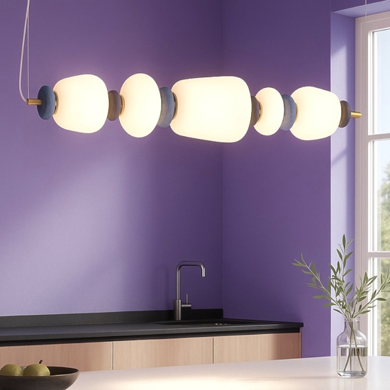 Lampadario per tavolo da cucina moderna vetro porcellana led 3000k