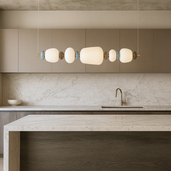 Lampadario per tavolo da cucina moderna vetro porcellana led 3000k