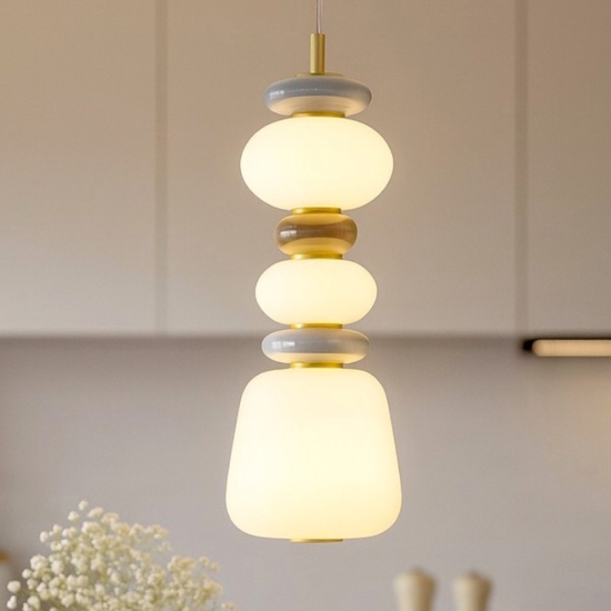Lampada a sospensione da cucina moderna in porcellana e vetro