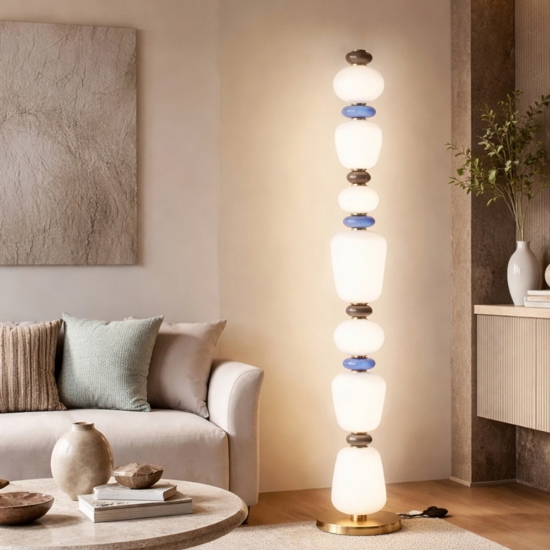 Lampada da terra piantana design moderna led 3000k vetro porcellana