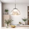 Lampadario per bagno a sospensione led vetro cognac fabas luce lucille 4000k