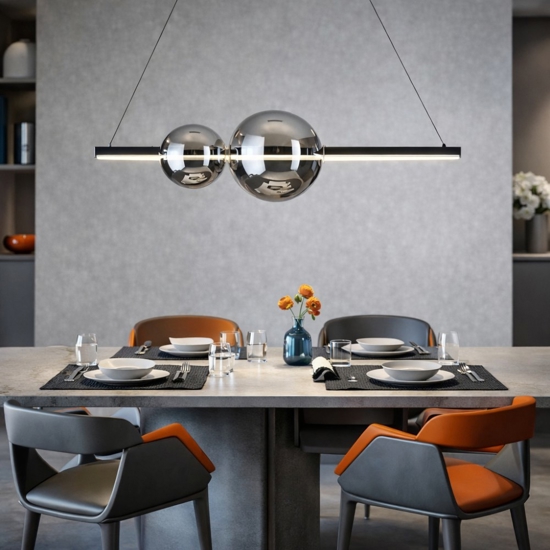 Lampadario moderno ondaluce so fufi nero led 4000k