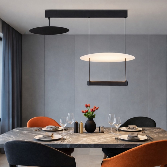 Lampadario nero design led 35w 3000k per soggiorno moderno