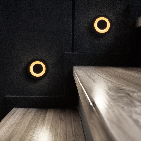 Maytoni limo segnapasso da esterno circolare nero led 3000k ip65