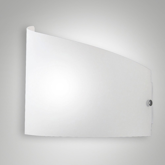 Applique design moderna vetro bianco curvo moa fabas luce