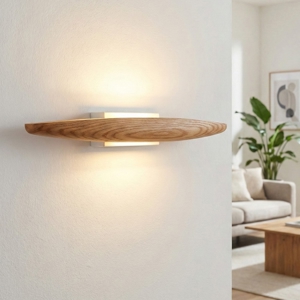 Applique di legno quercia moderna led 17w 3000k fabas luce ribot